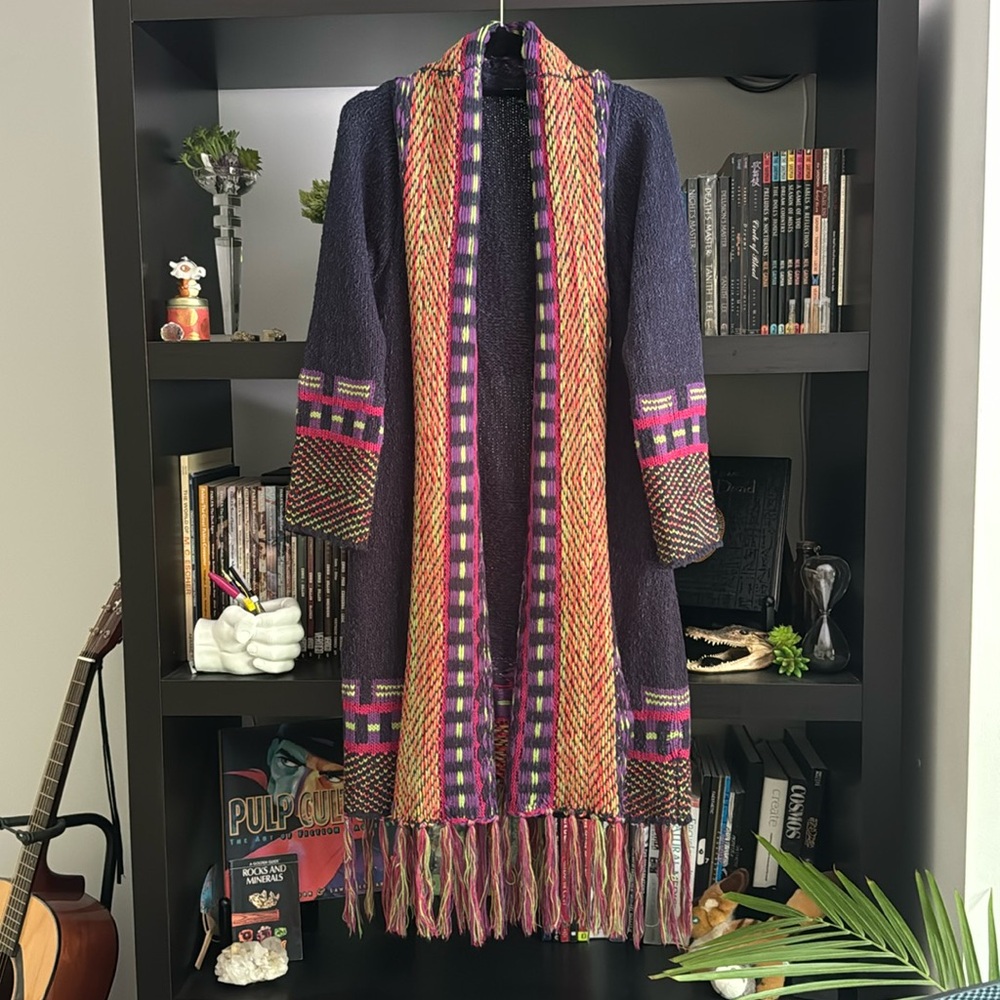 The Pyramid Collection Boho Inspired Sweater Jacket long knit cardigan - L